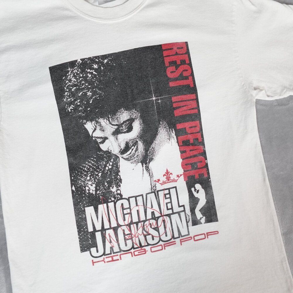 Michael Jackson King Of Pop Rest In Peace T Shirt Mens M Slim Music 2009